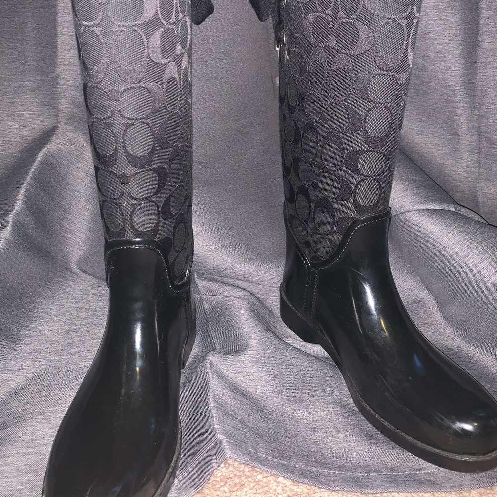 Women’s black coach rain boots